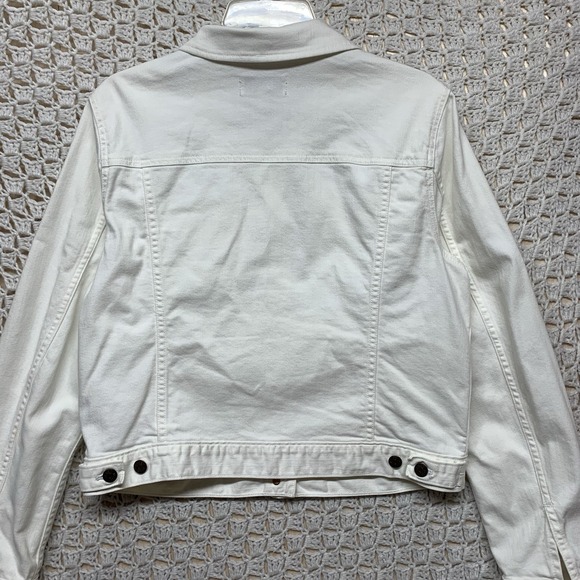 J. Crew Jacket Women Sz L White Denim Cotton Blend Long‎ Sleeve - Picture 5 of 11